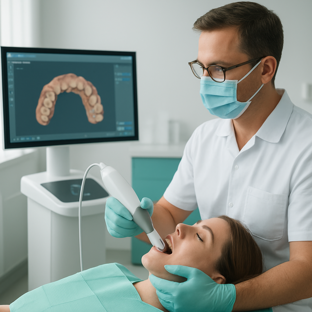 Dentist using an intraoral scanner in a digital workflow with George Dental Laboratories